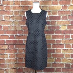 Lan'ds End Dress Women's Size 10P Black Polka Dot Round Neck Stretch Sleeveless